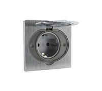 Zenitech Prise de Sol 16A Schuko Finition alu brossé - IP44 avec boîte d'installation