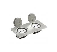 Legrand - Prise de sol double 089768 - Rectangulaire Inox brossé avec platine - 2P+T 16A 250V