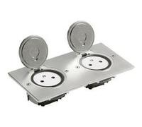 Legrand - Prise de sol double 089768 - Rectangulaire Inox brossé avec platine - 2P+T 16A 250V