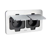 Prise de sol double étanche rectangulaire 16A - 2P+T IP55 - Métal Brossé - Initiale - Thomson