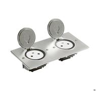 Legrand - Prise de sol double 089768 - Rectangulaire Inox brossé avec platine - 2P+T 16A 250V