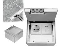 Prise de sol en acier inoxydable avec USB et réseau, réservoir de sol escamotable - Boîte encastrable étanche pour cuisine et salon - Combinaison de prises UE - 230 V 16 A