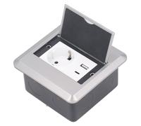 Prise de Sol Encastrée au Sol, Prise de Sol avec une Prise UE 16 A, un Port USB et un Port de Type C, Boîte de Prise électrique étanche en Acier Inoxydable pour Bureaux, Hôtels