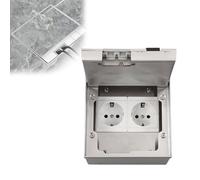 Prise de Sol Encastrée Invisible,16A AC250V 4000W Prise en acier inoxydable,Kit de Prises de Sol avec Deux Prises Standard de l'UE - Prise Électrique au Sol pour la Maison