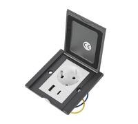 Prise de sol encastrée, prise murale au sol, réservoir au sol en acier inoxydable avec 1 prise + 1 USB-A + 1 Type C, design profilé, étanche à l'eau et à la poussière, prise à clapet, encastrée