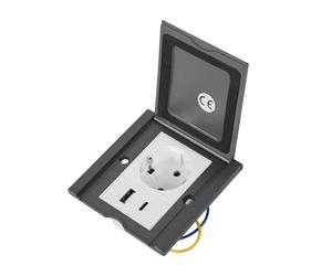 Prise de sol encastrée, prise murale au sol, réservoir au sol en acier inoxydable avec 1 prise + 1 USB-A + 1 Type C, design profilé, étanche à l'eau et à la poussière, prise à clapet, encastrée