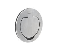 Protec - Prise de Sol Étanche Ronde Simple 16A 2P+T IP55 - Métal Brossé Gris - Couvercle à Charnière Renforcée et Bornes Automatiques - Dimensions Compactes - 1 Poste