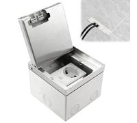 Prise de sol intérieure 16 A CA 250 V en acier inoxydable avec connexion de câble réseau et prise européenne, kit de boîte de sol, prise encastrée invisible, prise encastrable au sol pour la maison et