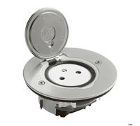 Prise de sol - LEGRAND - Ronde - Inox brossé - 1 poste - Installation murale possible
