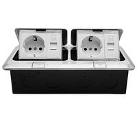 Prise de sol pour intérieur - Prise encastrée cuisine - 2 prises + 2 Ethernet - 4 prises - Rétractable - Prise au sol - Prise murale - Plan de travail - Prise au sol