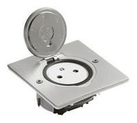 Legrand Prise de sol 089760, simple surface avec platine carrée — 2P+T 16A 250V Inox brossé