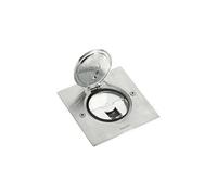 Prise de sol simple - RJ45 catégorie 6 FTP carrée - Avec platine - Inox brossé