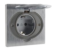 Prise de sol - ZENITECH - prise de sol 16A Schuko - Alu brossé - IP44 - Bornes automatiques