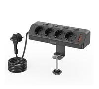 Prise de Table avec Interrupteur Individuel, FDTEK PD 20W Multiprise 4 Prises, 2 Ports USB C+2 Ports USB A, Prise d'angle Protection Contre les Surtensions avec Câble de 2M pour la Maison et le Bureau