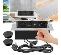 Prise de Table Encastrée Rétractable avec USB - 2 EU LAN HDMI et Type-C Max 20W - Couvercle de Trou 2PCS pour la Cuisine Bureau