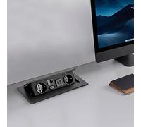 Prise de table escamotable - En aluminium - Avec 2 ports LAN HDMI et USB 5 V 2 A - Noir