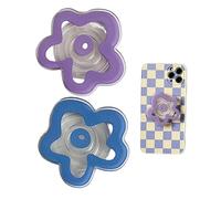 Prise de téléphone 2 pièces prise de fleur extensible universelle support téléphone portable et poignée avec un dessus remplaçable pour téléphones tablettes bleu violet prises pour téléphones Grip