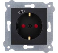 Prise de terre Schuko 2P+E + USB type C noir métallique 274/14E EXEN