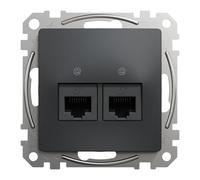 Prise d'ordinateur double RJ45 cat. 6 UTP, anthracite noire SDD114462