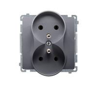 Prise double 16A 250V argent Simon Basic BMGZ2M.01/43