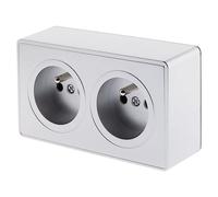 Prise double 16A en saillie Silver - Vulco - Zenitech
