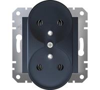 Prise double 2P+T monobloque mécanisme Anthracite Schneider Asfora