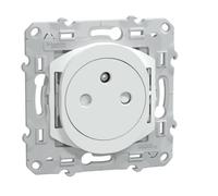 Prise double affleurante avec terre 16A blanc - Odace - Schneider
