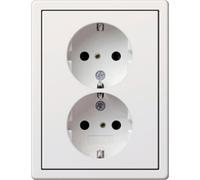 Prise double CEBEC avec cadre de finition Gira 0780 112 blanc pur