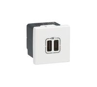 Chargeur USB type-A + USB type-C 3A MOSAIC 2 modules 230V blanc - LEGRAND - 077592
