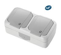 Prise double étanche 2P+T gris