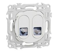 Prise double RJ45 - Cat.6 STP grade 2TV à 3TV - Odace - S920486 - Schneider - Blanc craie