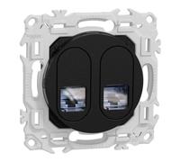 Prise double RJ45 - Cat.6 STP grade 2TV à 3TV - Odace - S940486 - Schneider - Noir onyx