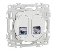 Prise double RJ45 - Cat.6 STP grade 2TV à 3TV - Odace - S920486 - Schneider - Blanc craie