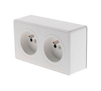 Zenitech, Prise Double 16A en Saillie Vulco Blanc, Prise Électrique 2 Pôles avec Terre, Compatible Moulures Standards, Plastique Polycarbonate, Classe Énergétique A, Bornes Automatiques