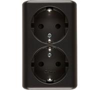 Prise double SCHUKO en saillie anthracite mat contact Simon 54 Premium EGSZ2NZ/48