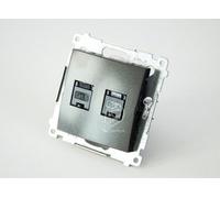 Prise double UAE RJ45 cat.6 (module) anthracite mat contact Simon 54 Premium D62.01/48