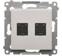 Prise double UAE RJ45 cat.6 (module) blanc brillant contact Simon 54 Premium D62.01/11