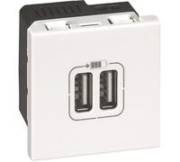 Alimentation USB 230V/5V 2 ports 2 modules blanc LEGRAND Mosaic 077594
