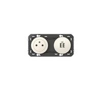 Prise électrique 2P+T Surface + chargeur 2 USB Type-A dooxie 3A précâblés finition blanc - 600342 - Legrand