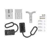 Prise électrique à déconnexion rapide de batterie avec poignée pour treuil de récupération et onduleurs - 50 A - 12 à 36 V CC - Boîtier gris et 4 bornes en cuivre plaqué argent (Grise)