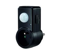 Prise électrique avec détecteur de mouvement PIR - ECOLIGHT - CP-10C - Noir - 2P+T - Intérieur