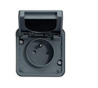 Prise électrique complète saillie 2P+T 1 poste 16A IP55 Gris Cubyko - HAGER WNC100