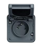 Prise électrique complète saillie 2P+T 1 poste 16A IP55 Gris Cubyko - HAGER WNC100