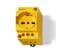 Prise électrique de cadre Schuko + Bipasso italienne - Couleur jaune - Sans LED de présence de tension dans la prise.