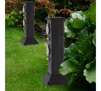 Colonne de prises de courant Prise de jardin IP44 4 fois prise extérieure avec piquet de terre, commutable séparément max. 3680 watts 16A, LxlxH 16x16x40, set de 2 pièces