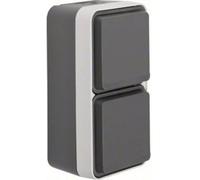 Prise électrique double Berker 47703525 W.1 apparent gris, gris clair