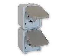 Prise électrique double Peranova 102437 Pera gris clair, gris foncé