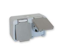 Prise électrique double Peranova 102439 Pera, Prises électriques standard, gris clair, gris foncé