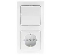 Prise électrique encastrable - CHILITEC - Avec interrupteur va-et-vient - Format carré - Blanc - 80 x 80 mm