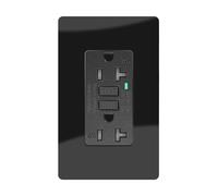 Prise électrique GFCI noire 20 A, EGIZPY 20 A, résistante aux intempéries, interrupteurs de circuit de défaut de terre, plaque murale sans vis incluse, liste ETL, avec indicateur LED, qualité